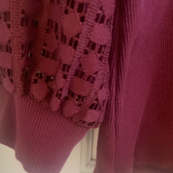 Chico's Deep Red Blouse with Textured Sleeves - Picture 4 of 6